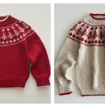 Pine Kids Sweater Free Knitting Pattern and Video Tutorial
