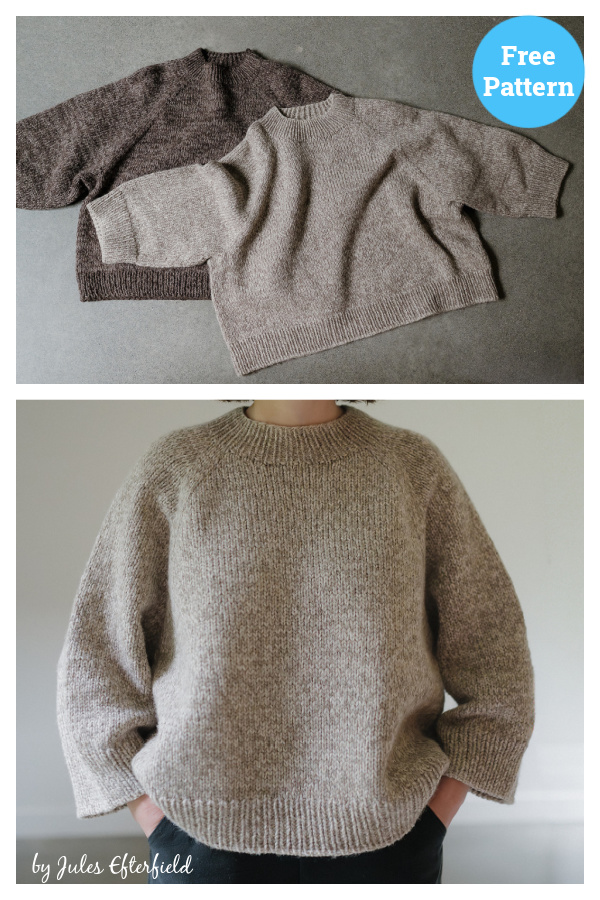 Roomy Raglan Sweater Free Knitting Pattern