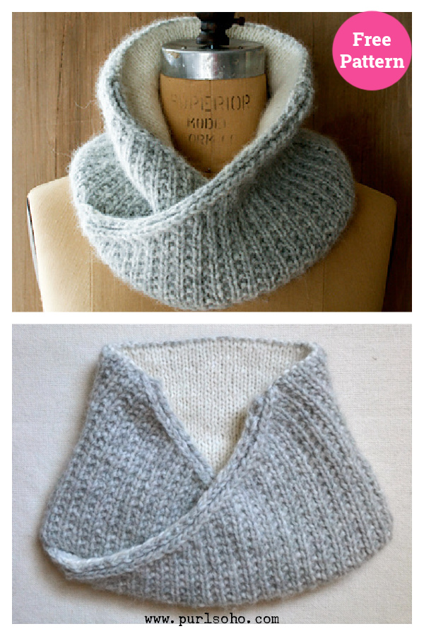 Shawl Collar Cowl Free Knitting Pattern