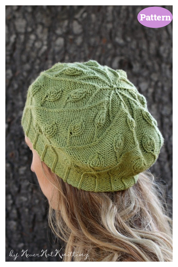 Slouchy Textured Leaf Hat Knitting Pattern