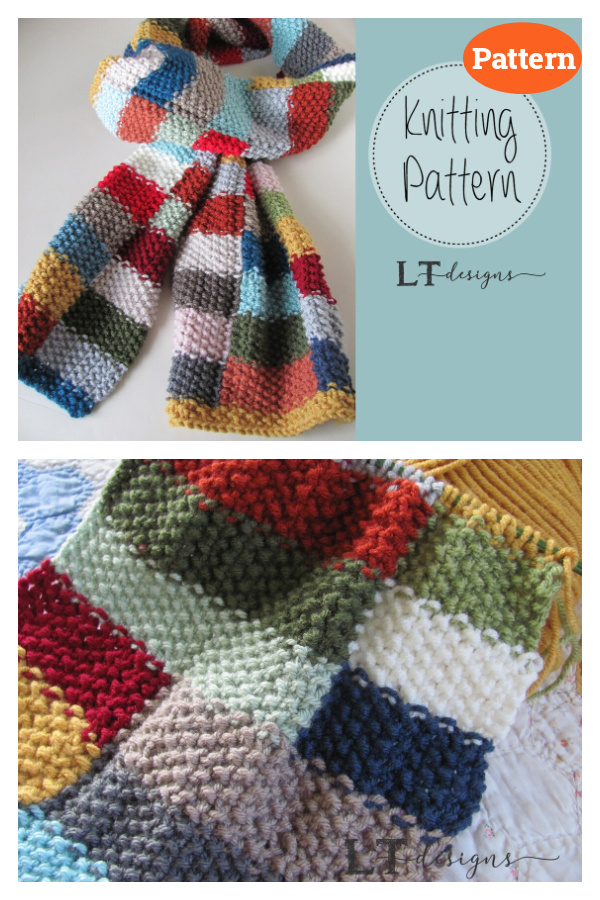 Stash Buster Patchwork Scarf Knitting Pattern