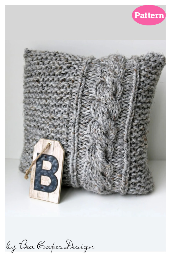 Cable Throw Pillow Cover Knitting Pattern