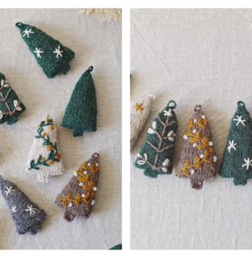 Cosy Christmas Trees Ornaments Free Knitting Pattern