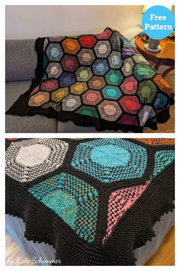 Hextangle Blanket Free Knitting Pattern