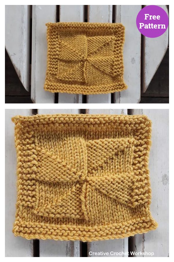 Pinwheel Square Free Knitting Pattern