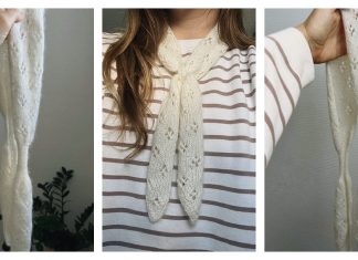 Pointelle Tie Scarf Free Knitting Pattern