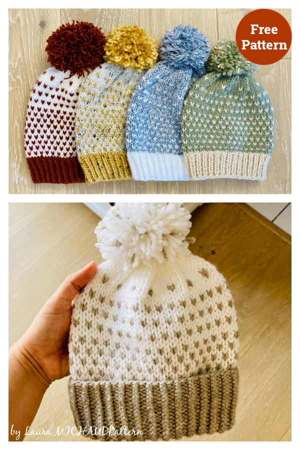 Polka-Dot Hat Free Knitting Pattern