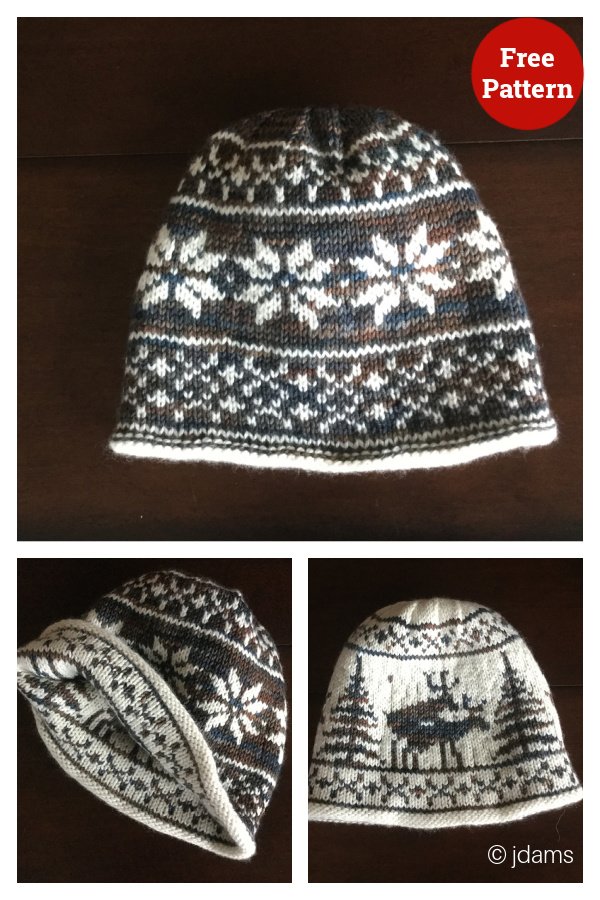 Reindeer Hat Reversible Free Knitting Pattern
