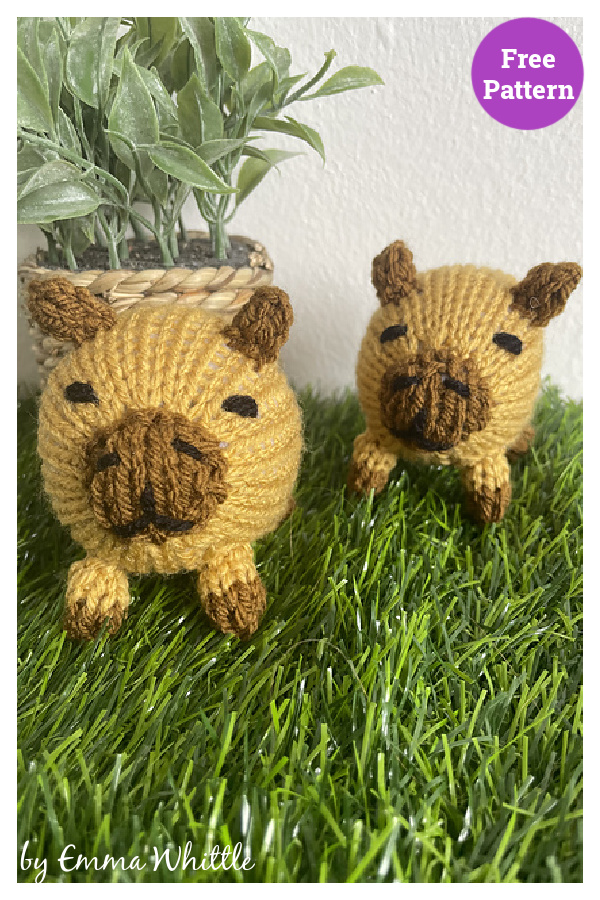 Baby Capybara Toy Free Knitting Pattern