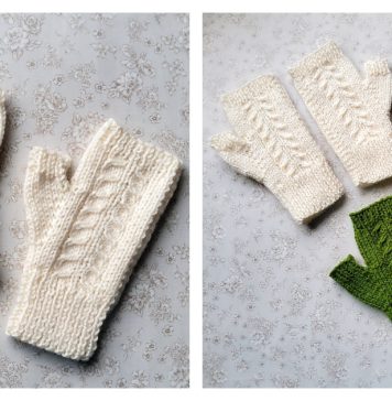 Cabled Fingerless Mittens Free Knitting Pattern