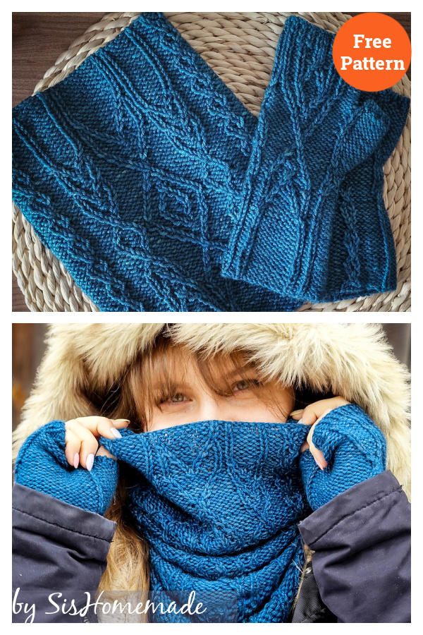 Lia Neck Warmer and Mittens Free Knitting Pattern