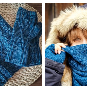 Lia Neck Warmer and Mittens Free Knitting Pattern