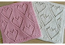 Lace Hearts Block Free Knitting Pattern