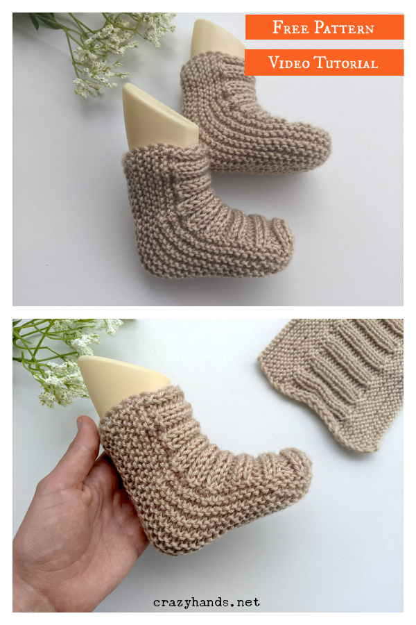No-Heel Baby Socks Free Knitting Pattern and Video Tutorial