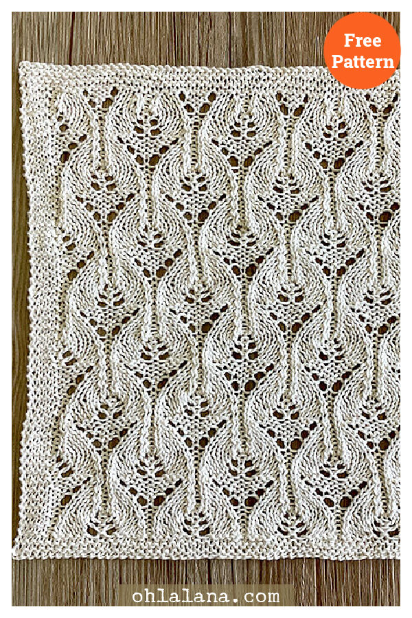 Peony Path Lace Block Free Knitting Pattern