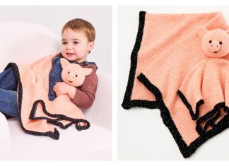 Pig Lovey and Blanket Set Free Knitting Pattern