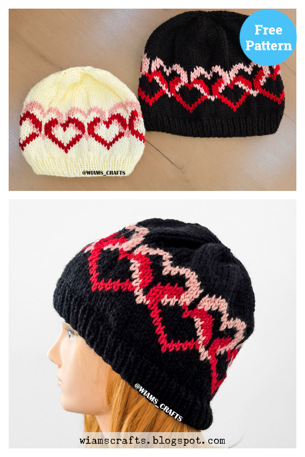 Tangled Hearts Valentines Hat Free Knitting Pattern