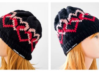 Tangled Hearts Valentines Hat Free Knitting Pattern