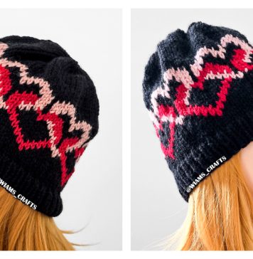 Tangled Hearts Valentines Hat Free Knitting Pattern