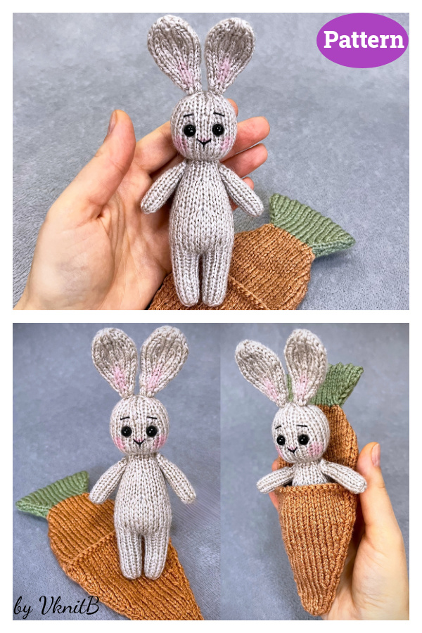 Bunny In A Carrot Bed Knitting Pattern
