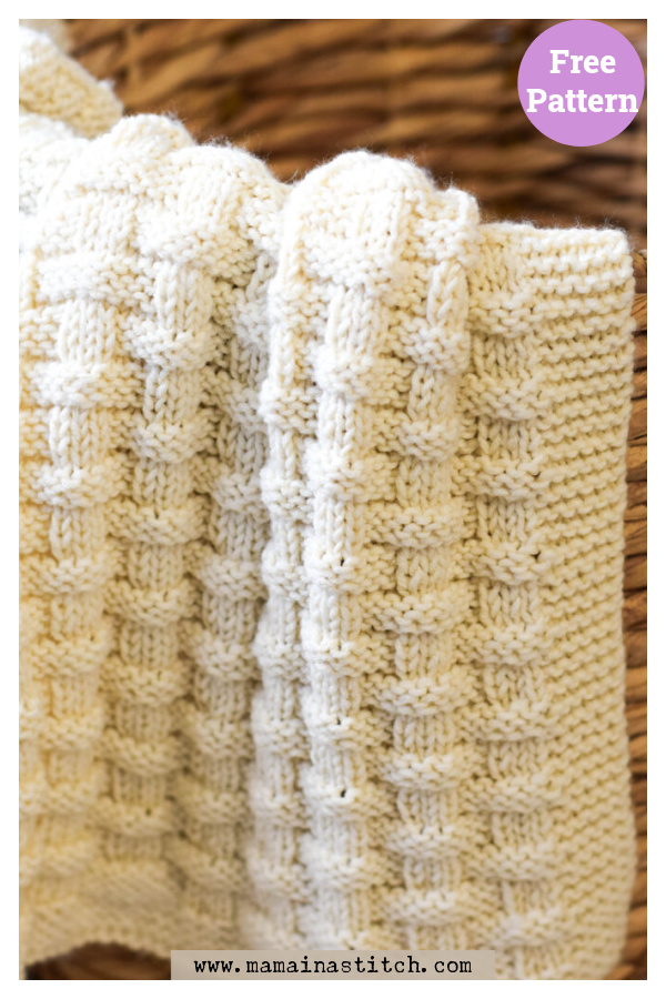 Basketweave Snuggles Blanket Free Knitting Pattern