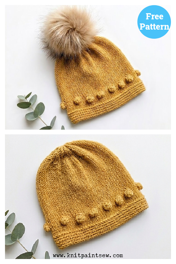 Hello Sunshine Bobble Beanie Free Knitting Pattern