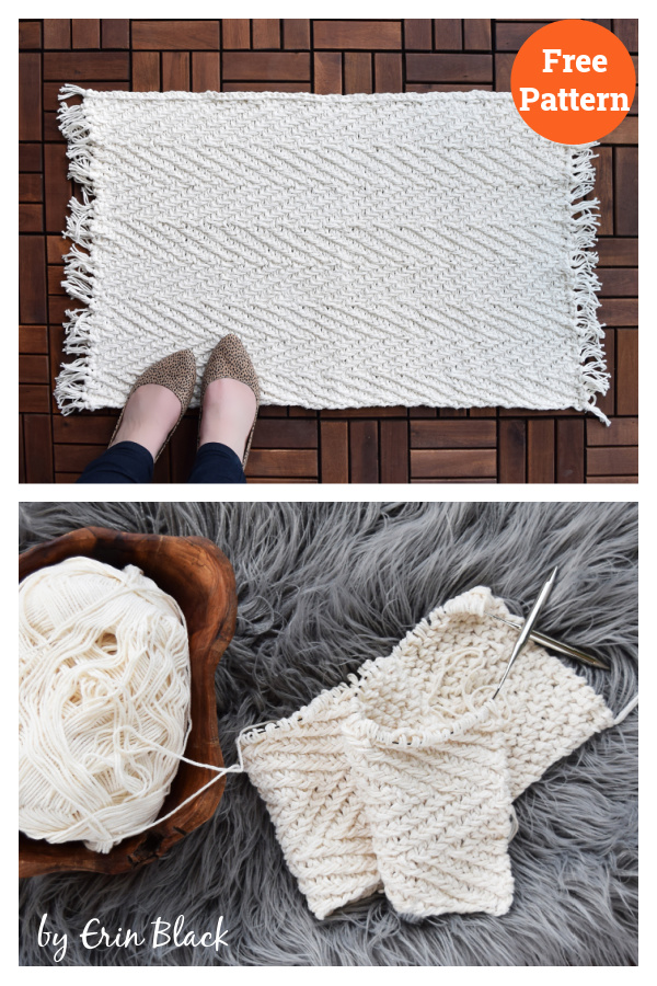 Herringbone Rug Free Knitting Pattern