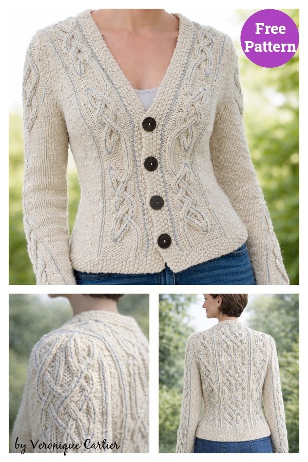 Viking Cabled Cropped Cardigan Free Knitting Pattern