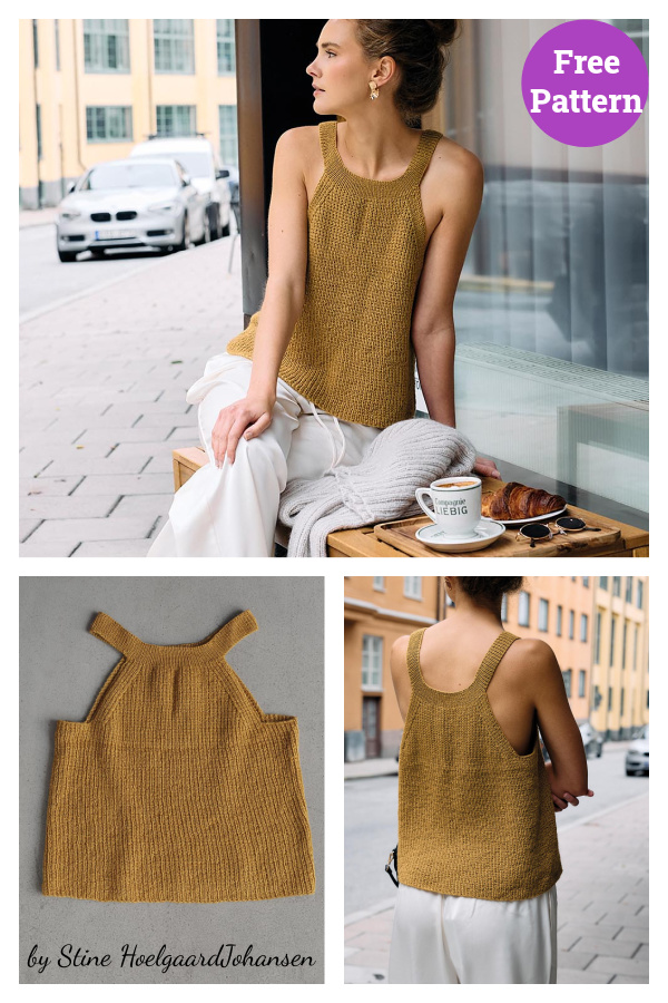 Golden Girl Sleeveless Top Free Knitting Pattern