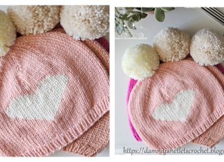 Heart Beanie Free Knitting Pattern