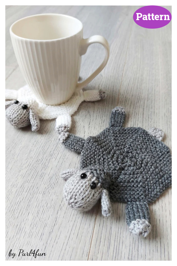Sheep Coaster Knitting Pattern - Easy Beginner Mug Mat