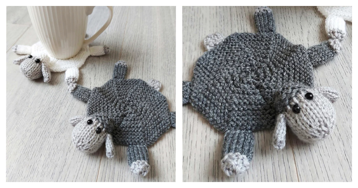 Sheep Coaster Knitting Pattern - Easy Beginner Mug Mat