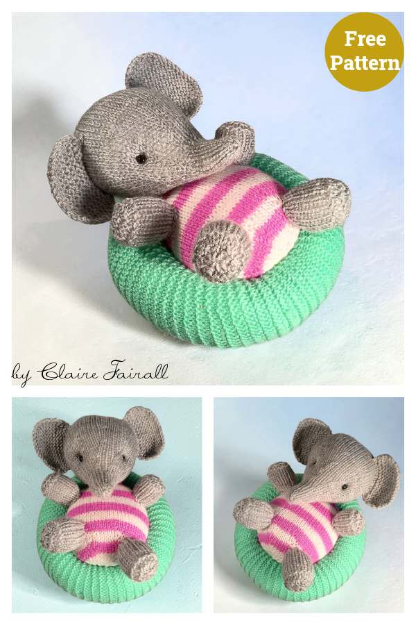 Summer Splash Nellie Baby Elephant Free Knitting Pattern