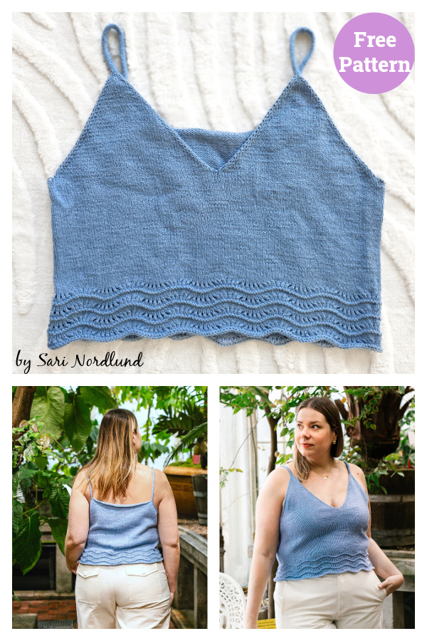 Tide Lace Camisole Free Knitting Pattern