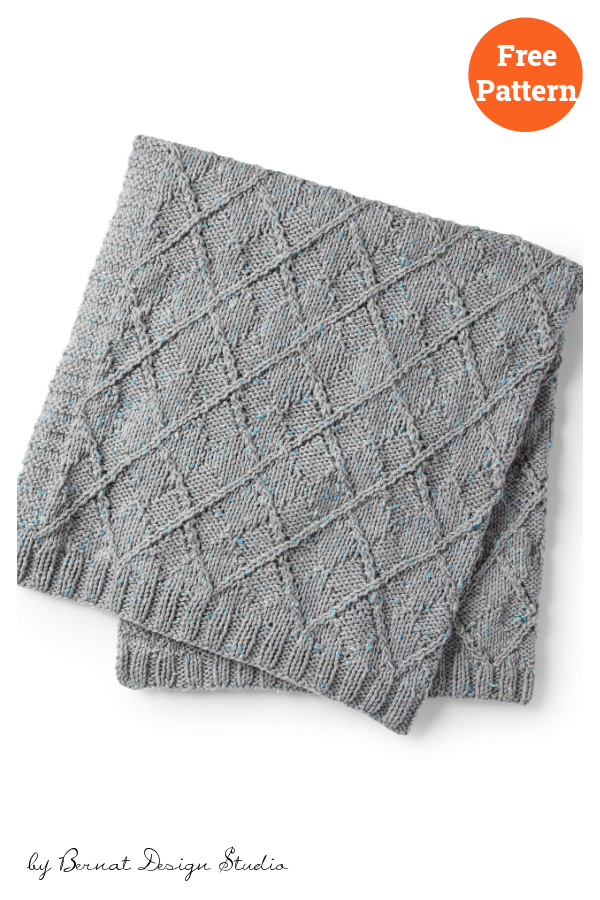 Argyle Texture Blanket Free Knitting Pattern