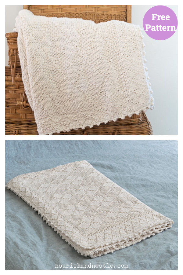 Argyle and Diamonds Baby Blanket Free Knitting Pattern