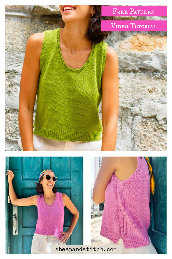 Coastline Tank Top Free Knitting Pattern and Video Tutorial