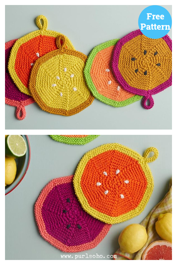 Fresh Picked Pot Holder Free Knitting Pattern
