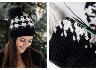 Houndstooth Beanie Free Knitting Pattern