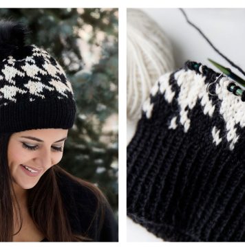 Houndstooth Beanie Free Knitting Pattern