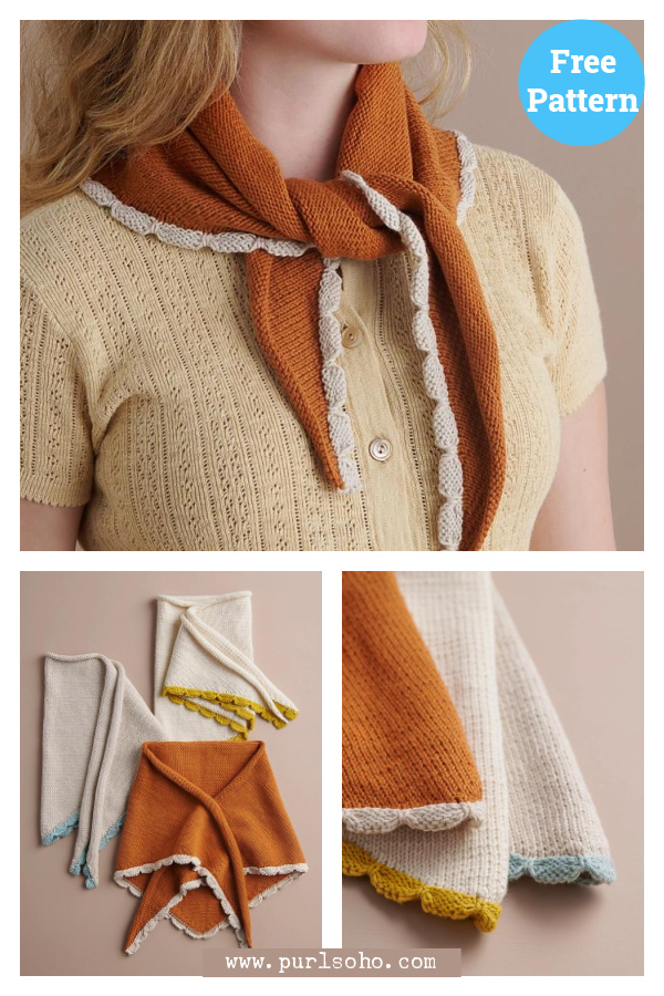 Scallop Edge Bandana Free Knitting Pattern