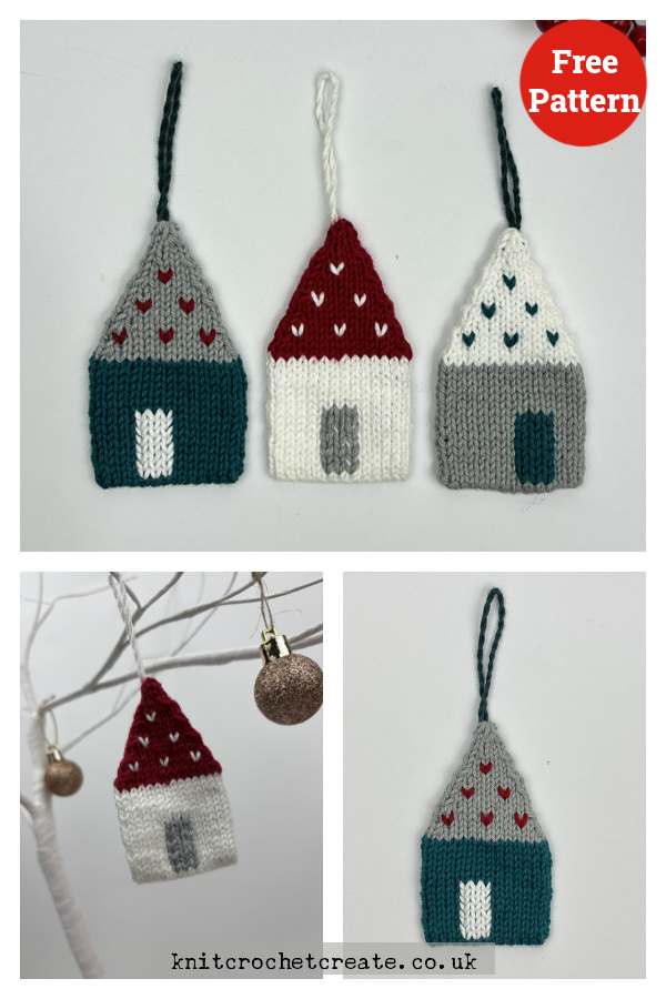 Mini Knitted House Free Knitting Pattern