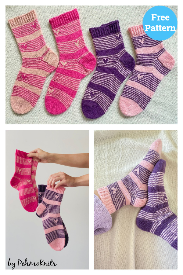 I Heart U Socks Free Knitting Pattern