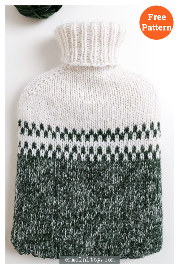 Cozy Fair Isle Hot Water Bottle Cover Free Knitting Pattern
