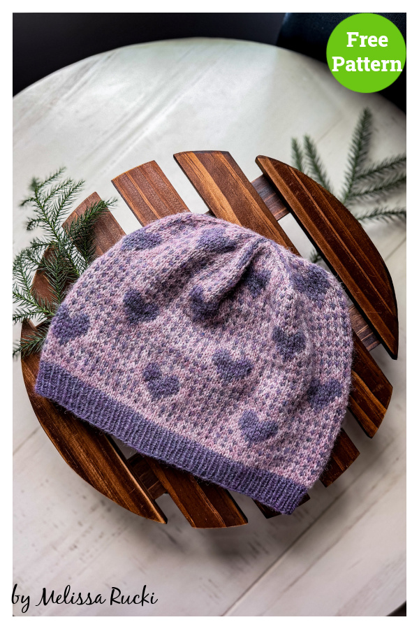 Heart Hat Free Knitting Pattern