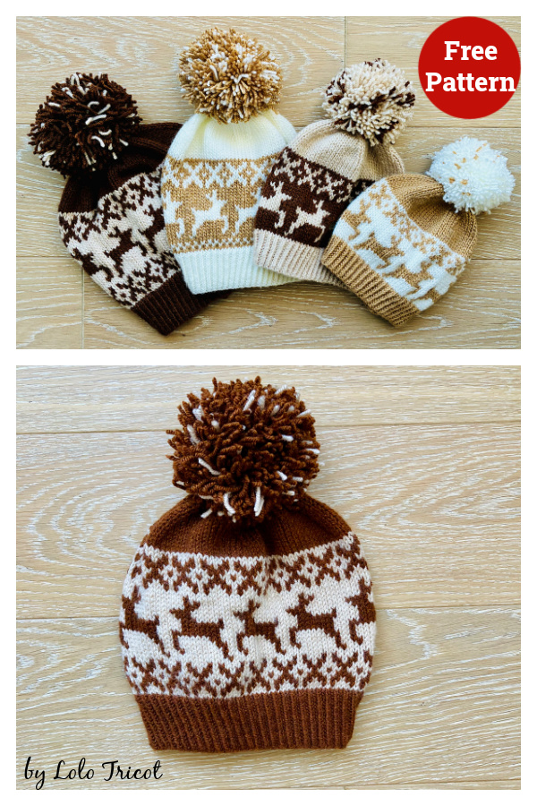 Deer Christmas Hat Free Knitting Pattern