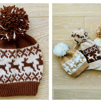 Deer Christmas Hat Free Knitting Pattern