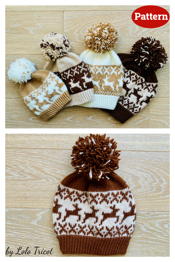 Deer Christmas Hat Knitting Pattern