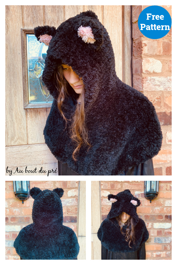 Hooded Cat Cape Free Knitting Pattern