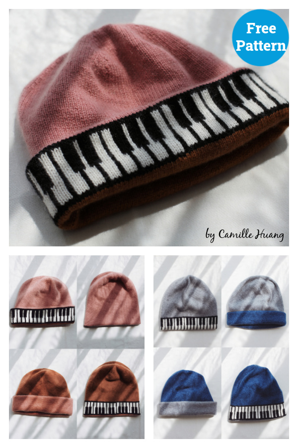 Keyboard Beanie Free Knitting Pattern